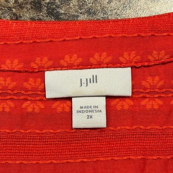 J Jill Top Floral Cottage Prairie Boho Coastal Grandma Romantic Button Orange 2X - Picture 3 of 7